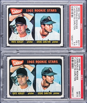 1965 Topps Cardinals Rookie #477 Steve Carlton/Fritz Ackley Rookie Card PSA Graded Pair (2)